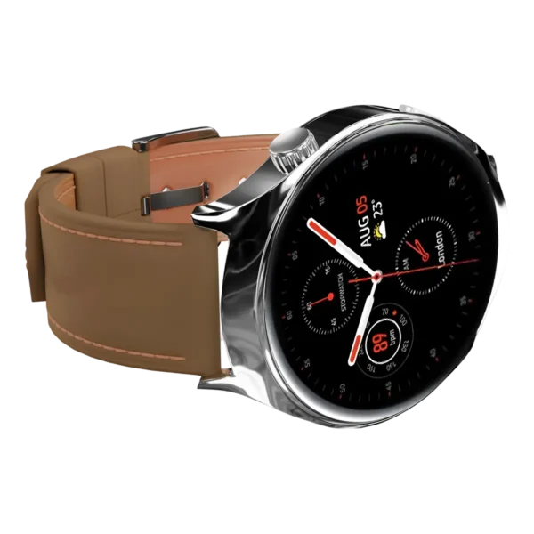 Airox W2 Round Smartwatch with leather strap