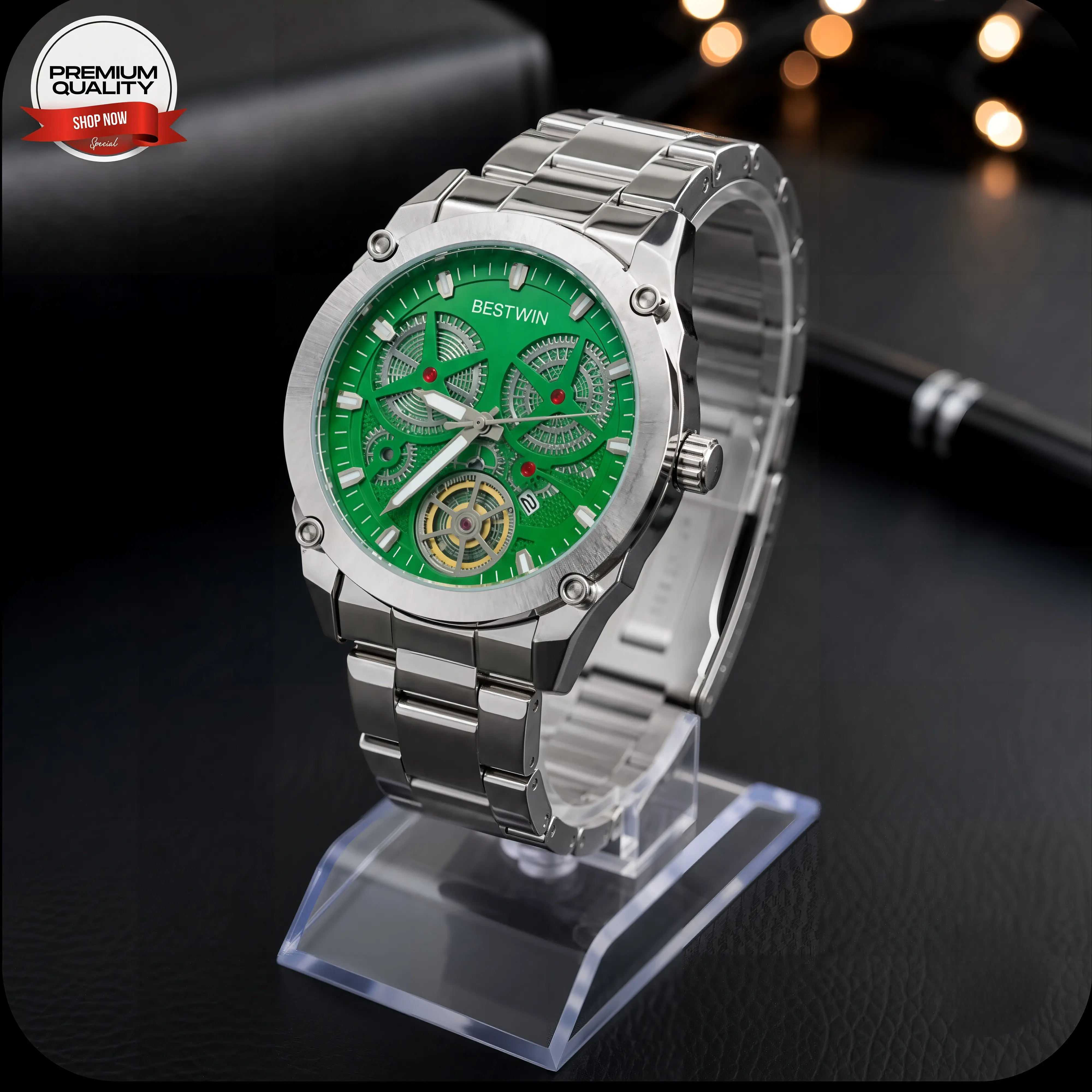 Bestwin Original Mens Stainless Steel Watch (Green)