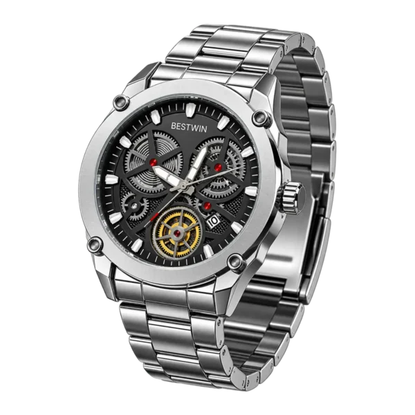 Bestwin Original Mens Silver Watch with black DIal
