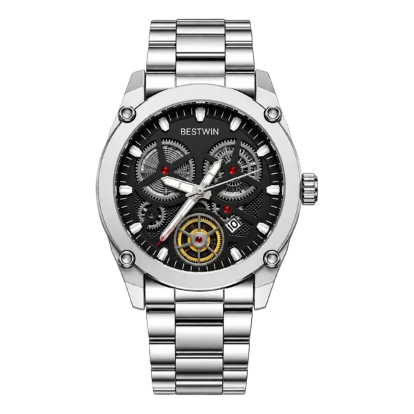 Bestwin Original Mens Stainless Steel Black Dial Watch