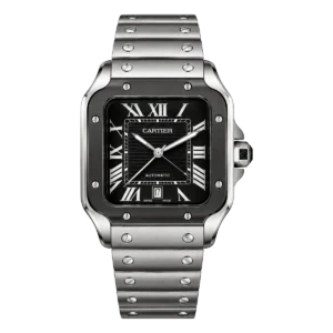 Cartier Santos De Two Tone Mens Watch Grey Dial