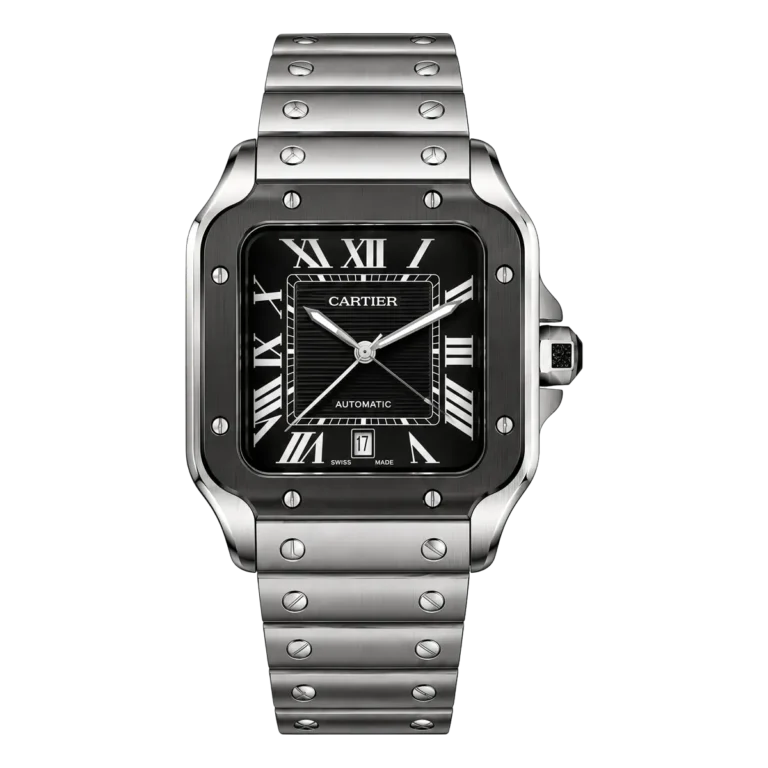 Cartier Santos De Two Tone Mens Watch Grey Dial
