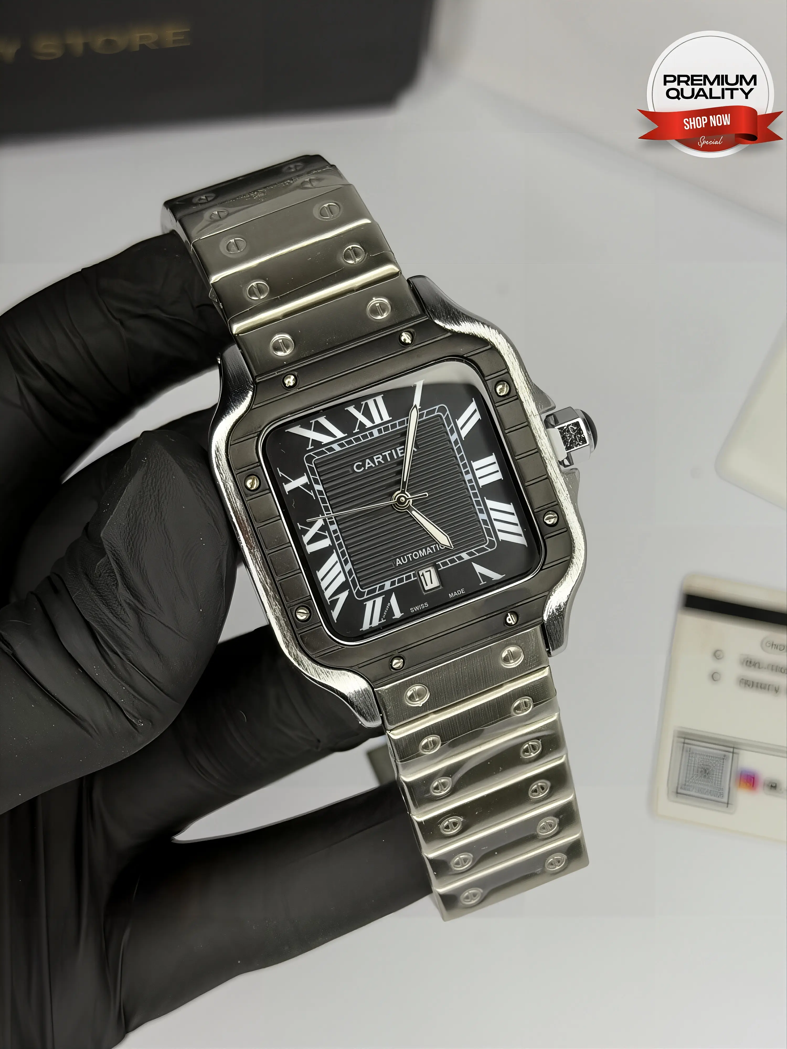 Cartier Santos De Two Tone Mens Watch Grey Dial Price in PK
