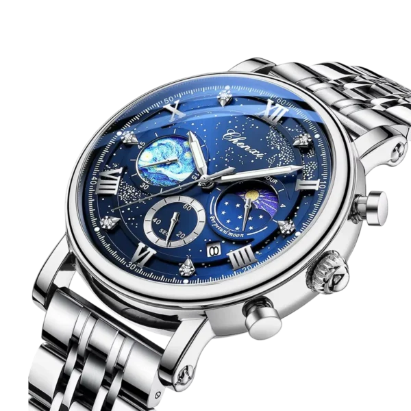 Chenxi Men's Watch with Blue Starry Sky Dial, Quartz Movement, Chronograph & Calendar Function - Image 2