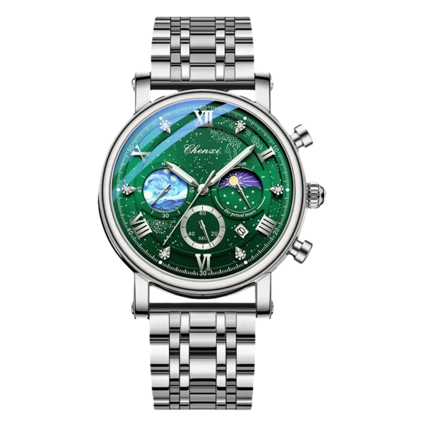 Chenxi Mens Watch with Green Starry Sky Dial