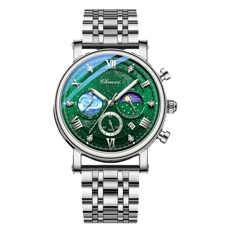 Chenxi Mens Watch with Green Starry Sky Dial