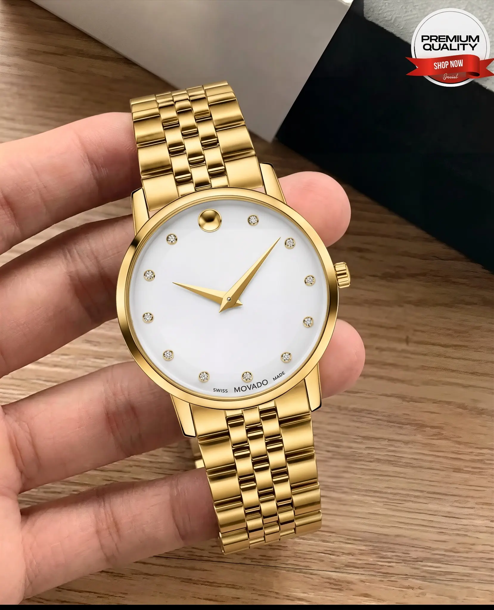 Movado Museum Men’s Gold Watch with White Dial Price in Pakistan