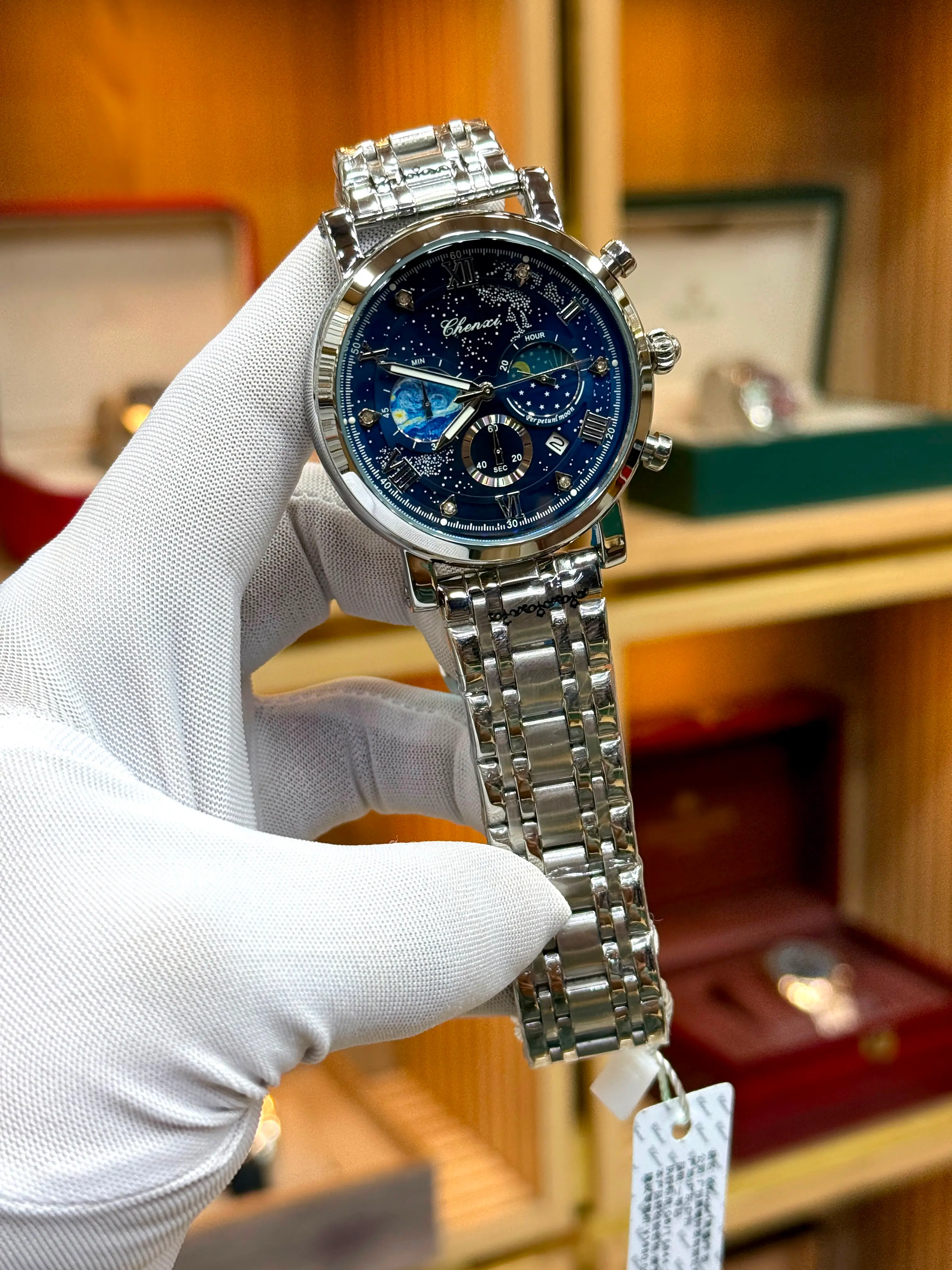 Original Chenxi Mens Watch with Blue Starry Sky Dial