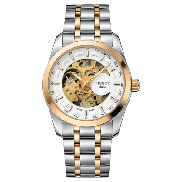 Tissot Couturier Skeleton Watch copper and silver dial