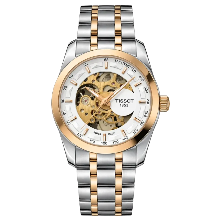 Tissot Couturier Skeleton Watch copper and silver dial